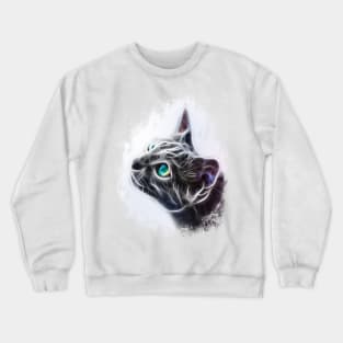 Cute Cat Modern Art Blue Eyes Crewneck Sweatshirt